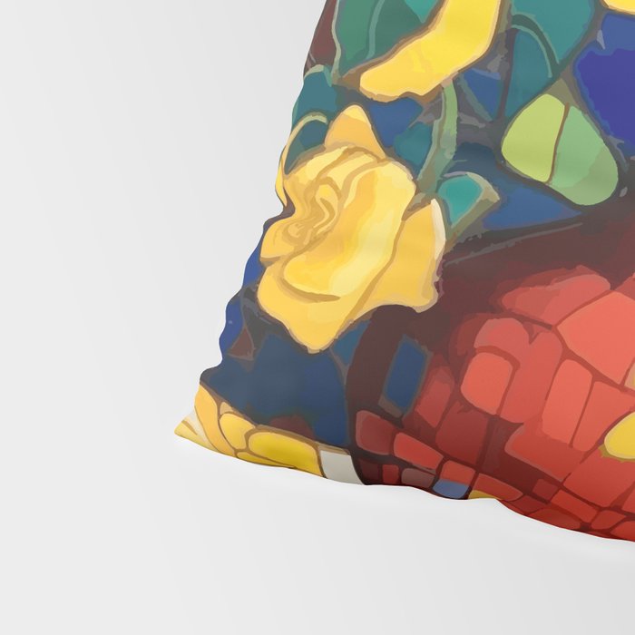 Klimt Style Yellow Roses in Red Vase Pillow Sham Gallery Image 4