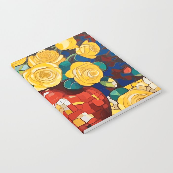 Klimt Style Yellow Roses in Red Vase Notebook Gallery Image 2