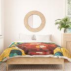 Klimt Style Yellow Roses in Red Vase Duvet Cover Gallery Image 3
