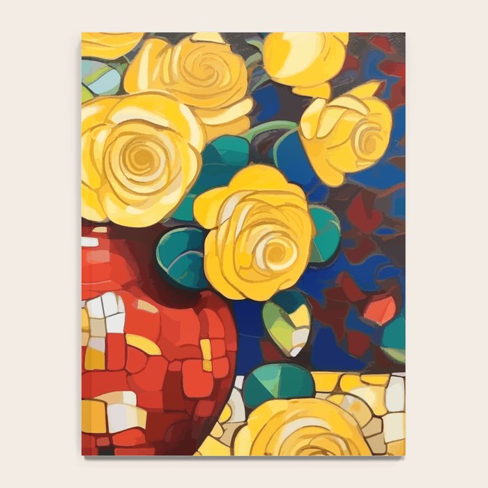 Klimt Style Yellow Roses in Red Vase Notebook Gallery Image 4