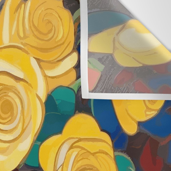 Klimt Style Yellow Roses in Red Vase Wall Tapestry Gallery Image 3