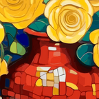 Klimt Style Yellow Roses in Red Vase Coffee Mug Gallery Image 2