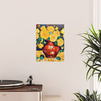 Klimt Style Yellow Roses in Red Vase Poster Gallery Image 2