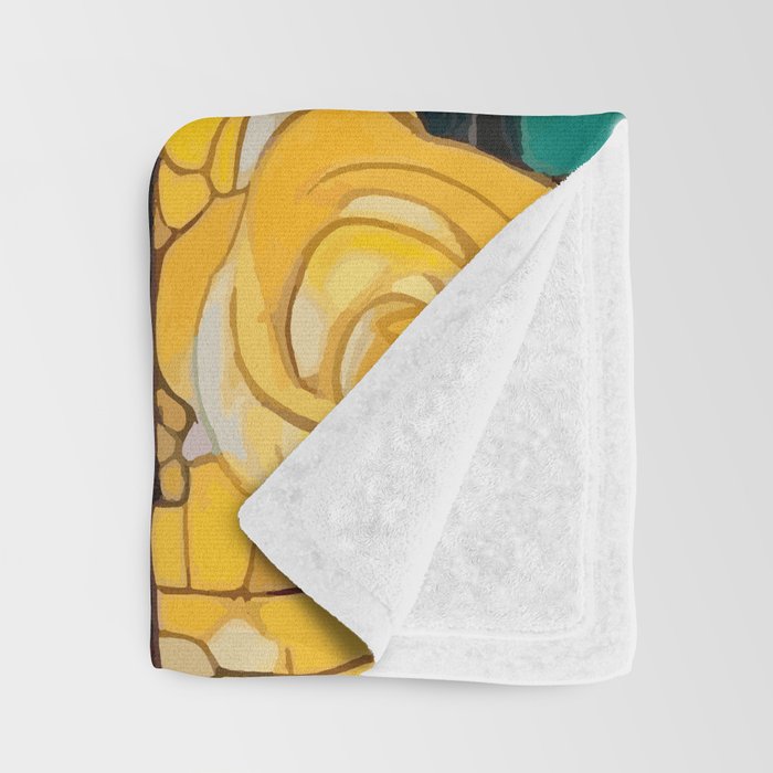 Klimt Style Yellow Roses in Red Vase Throw Blanket Gallery Image 3