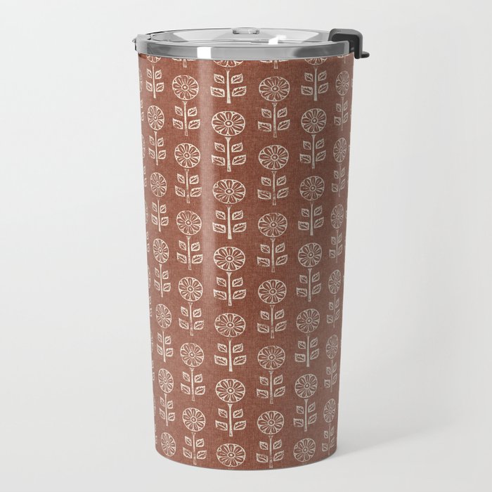 block print floral - clay Travel Mug Gallery Image 2