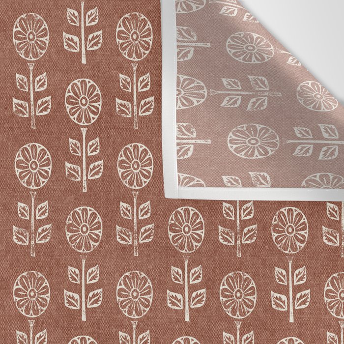 block print floral - clay Wall Tapestry Gallery Image 3