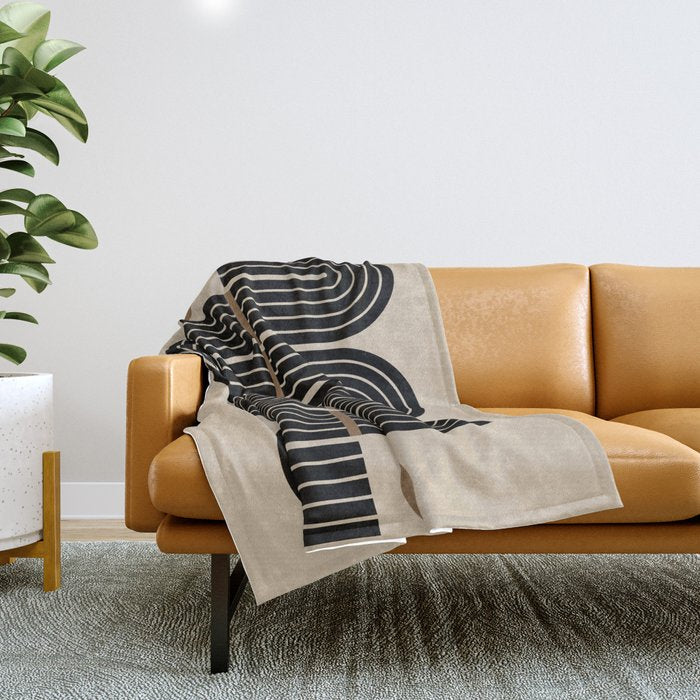 Dusk - Mid Century Modern Abstract Ar Throw Blanket Gallery Image 1