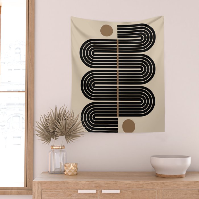 Dusk - Mid Century Modern Abstract Ar Wall Tapestry Gallery Image 2