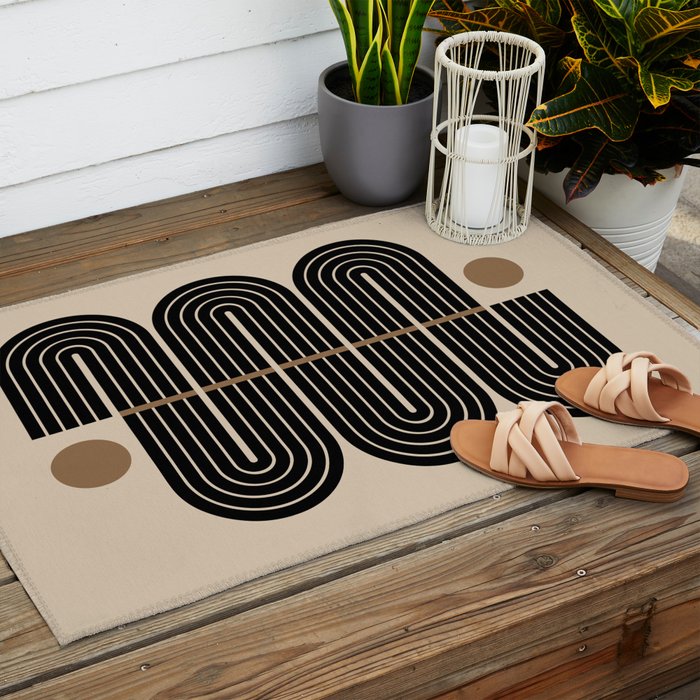 Dusk - Mid Century Modern Abstract Ar Outdoor Rug Gallery Image 2
