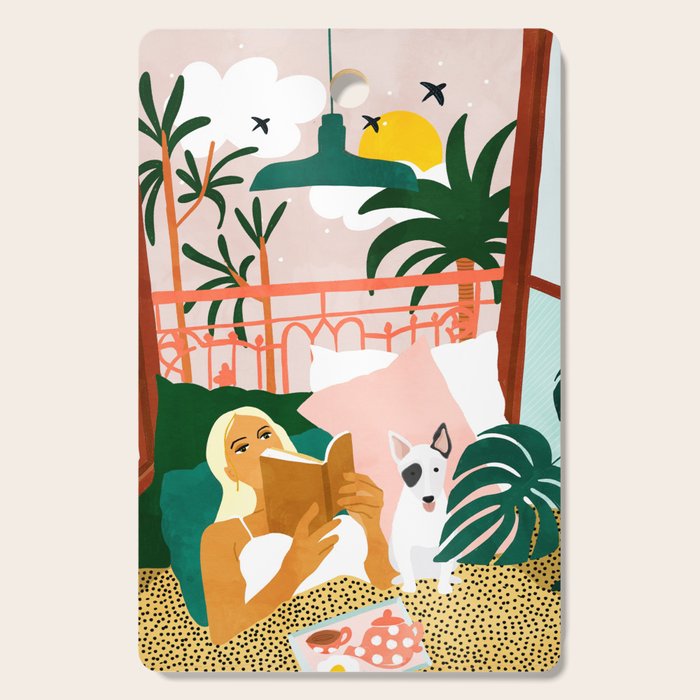 Pet Pals, Animals Lovers Illustration, Travel With Pets Modern Bohemian Painting Cutting Board Gallery Image 1