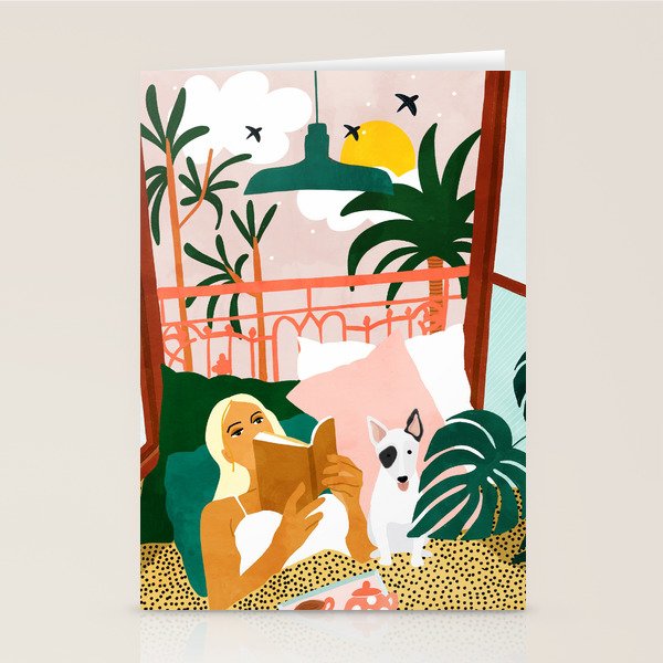 Pet Pals, Animals Lovers Illustration, Travel With Pets Modern Bohemian Painting Stationery Card Gallery Image 2