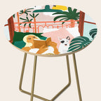 Pet Pals, Animals Lovers Illustration, Travel With Pets Modern Bohemian Painting Side Table Gallery Image 2