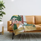 Pet Pals, Animals Lovers Illustration, Travel With Pets Modern Bohemian Painting Throw Blanket Gallery Image 1