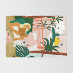Pet Pals, Animals Lovers Illustration, Travel With Pets Modern Bohemian Painting Rug Gallery Image 2