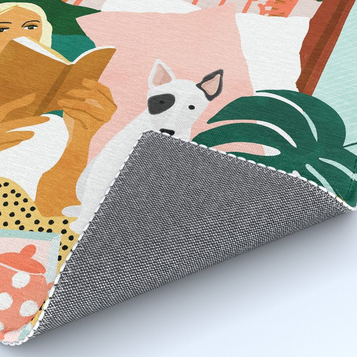 Pet Pals, Animals Lovers Illustration, Travel With Pets Modern Bohemian Painting Rug Gallery Image 4