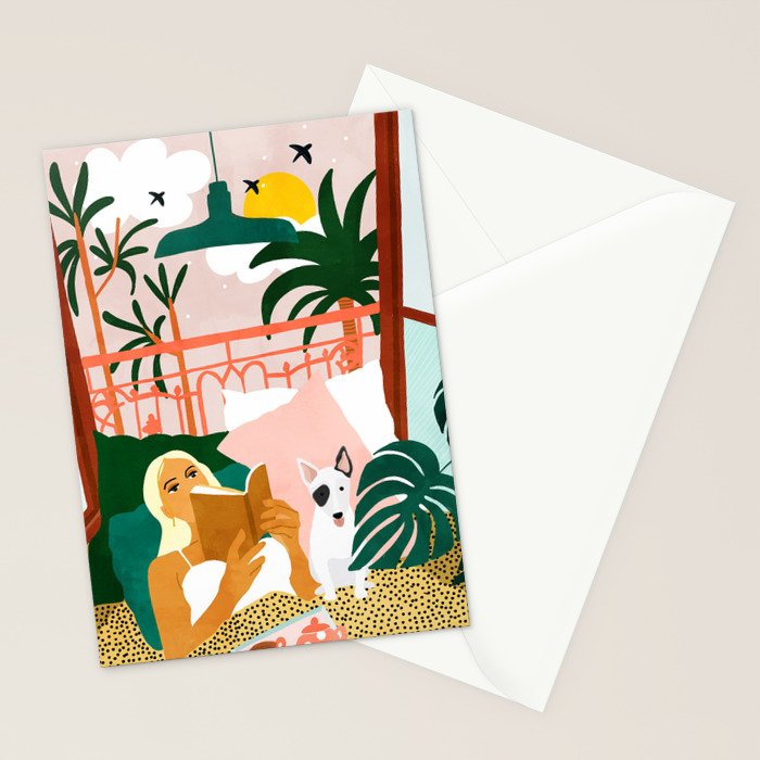 Pet Pals, Animals Lovers Illustration, Travel With Pets Modern Bohemian Painting Stationery Card Gallery Image 2