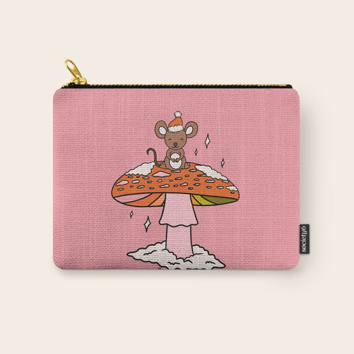 Christmas Mouse on a Mushroom Carry All Pouch Gallery Image 1