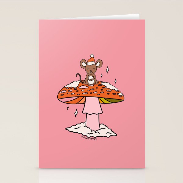 Christmas Mouse on a Mushroom Stationery Card Gallery Image 2