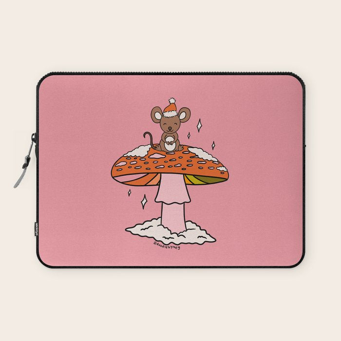 Christmas Mouse on a Mushroom Laptop Sleeve Gallery Image 1