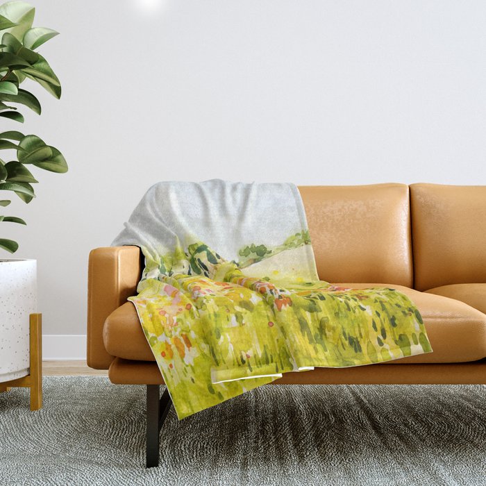 Watercolor Landscape Throw Blanket Gallery Image 1