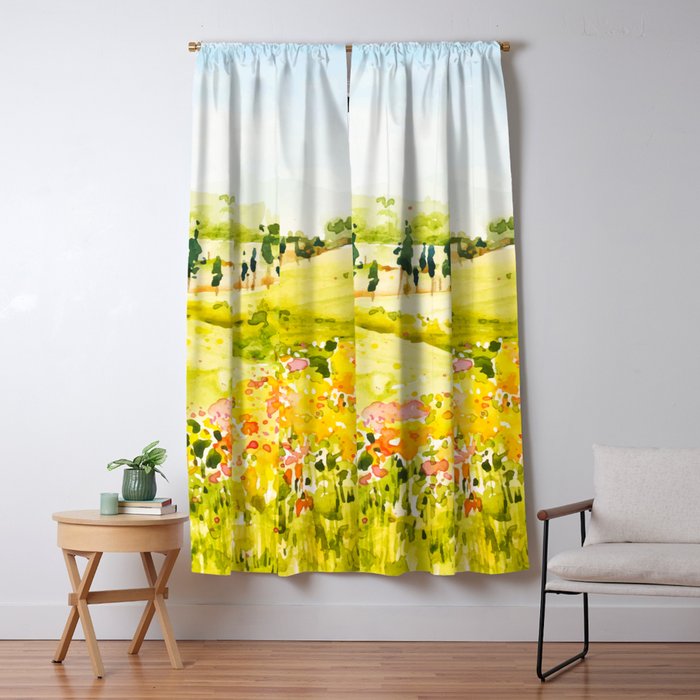 Watercolor Landscape Window Curtain Gallery Image 5
