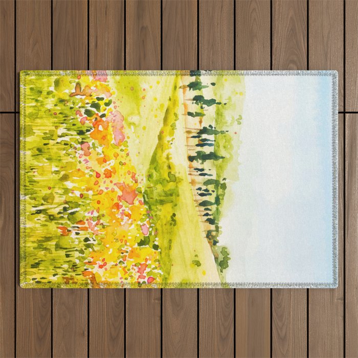 Watercolor Landscape Outdoor Rug Gallery Image 1