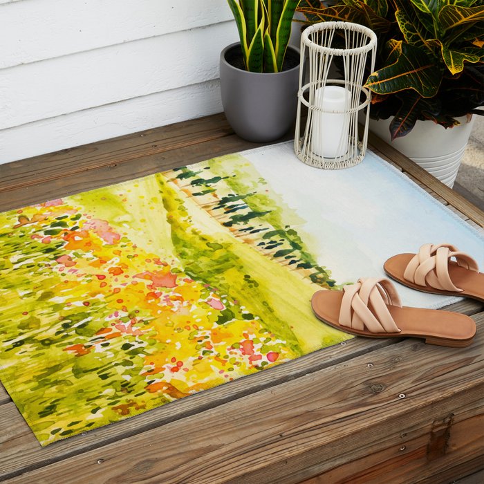 Watercolor Landscape Outdoor Rug Gallery Image 2