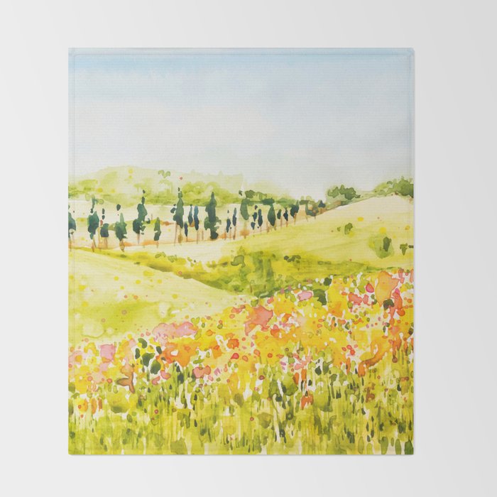 Watercolor Landscape Throw Blanket Gallery Image 2
