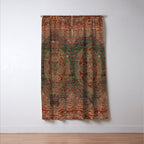 Bohemian Medallion I // 15th Century Old Distressed Red Green Colorful Ornate Accent Rug Pattern Window Curtain Gallery Image 3