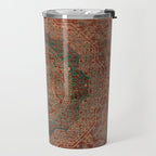 Bohemian Medallion I // 15th Century Old Distressed Red Green Colorful Ornate Accent Rug Pattern Travel Mug Gallery Image 2