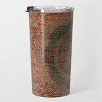 Bohemian Medallion I // 15th Century Old Distressed Red Green Colorful Ornate Accent Rug Pattern Travel Mug Gallery Image 3