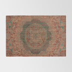Bohemian Medallion I // 15th Century Old Distressed Red Green Colorful Ornate Accent Rug Pattern Rug Gallery Image 2