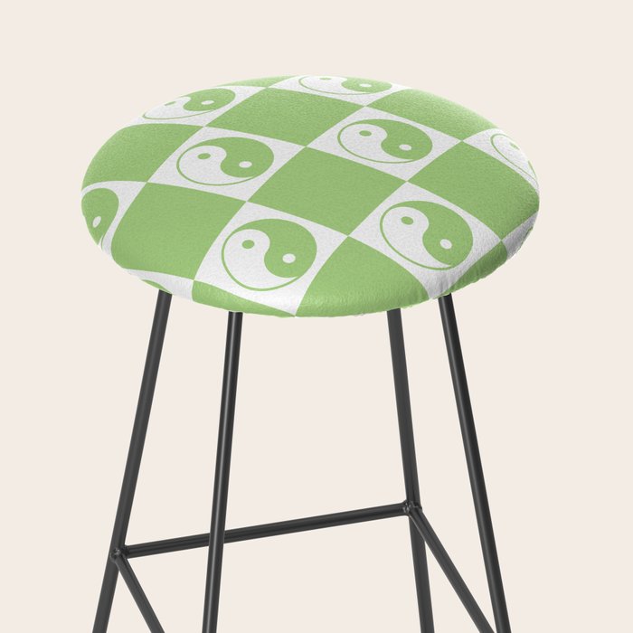 Yin Yang Checker in Green and White Stool Gallery Image 2