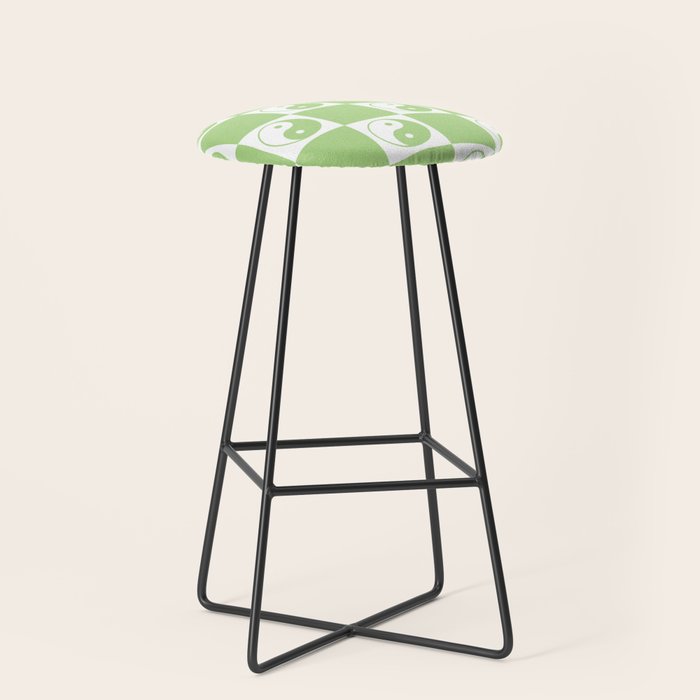 Yin Yang Checker in Green and White Stool Gallery Image 1