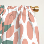 Festive, Abstract Floral Prints, Coral and Green Window Curtain Gallery Image 2