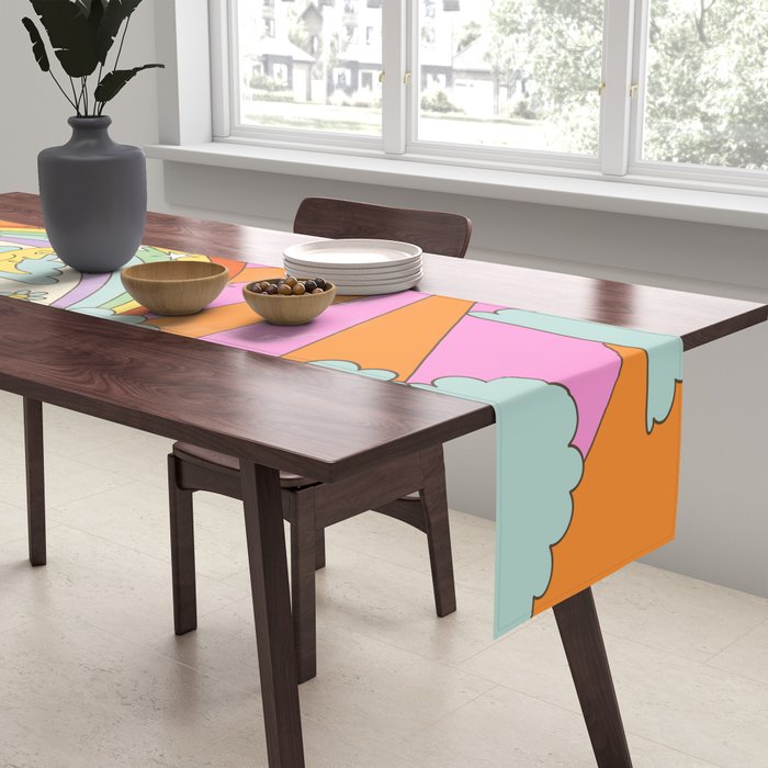 retro hippie boho print  Table Runner Gallery Image 2