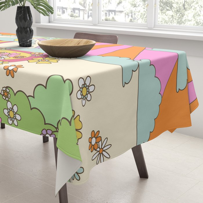retro hippie boho print  Tablecloth Gallery Image 3