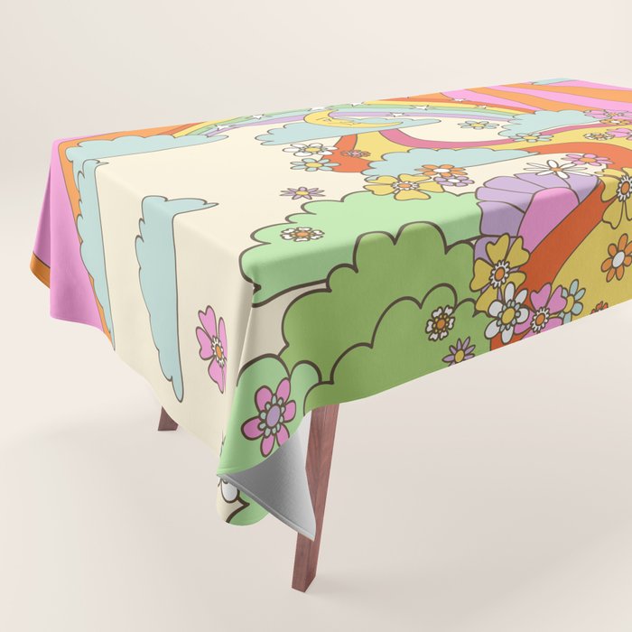 retro hippie boho print  Tablecloth Gallery Image 1