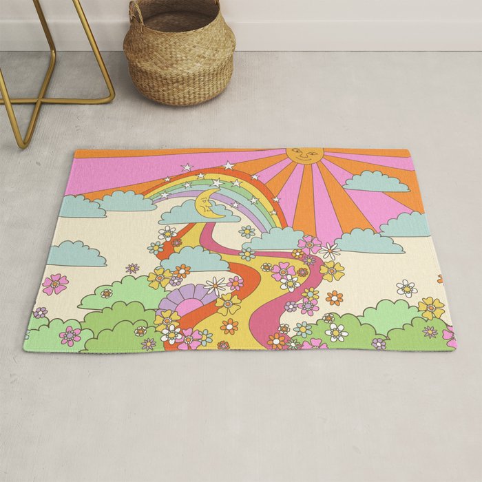 retro hippie boho print  Rug Gallery Image 1
