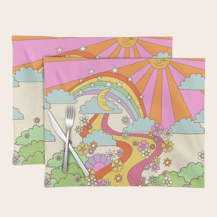 retro hippie boho print  Placemat Gallery Image 1