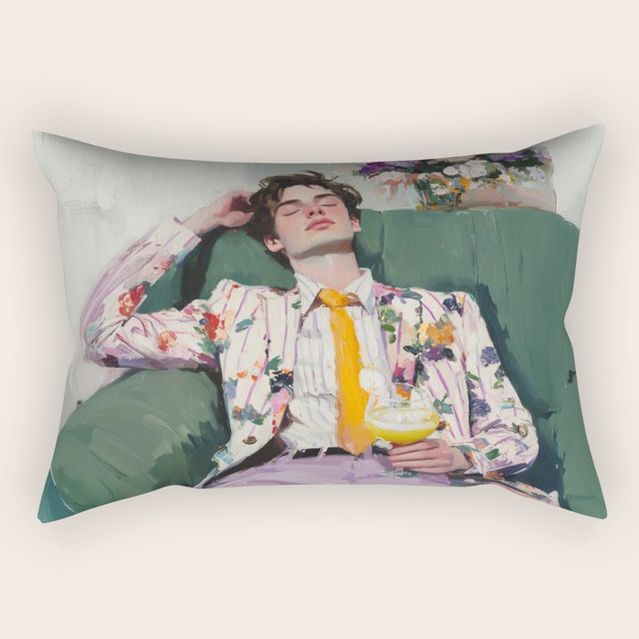 Dreaming in Floral Silence Rectangular Pillow Gallery Image 2