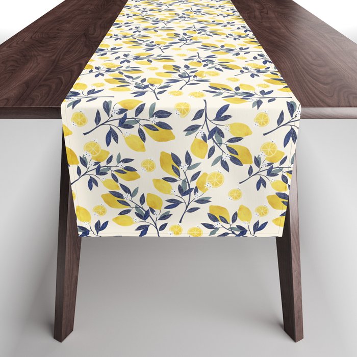 Mediterranean lemon branch pattern Table Runner Gallery Image 1