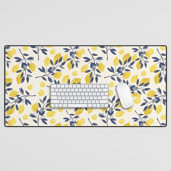 Mediterranean lemon branch pattern Desk Mat Gallery Image 1