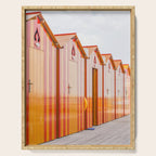 Sorrento Stripes | Red And Orange Beach Changing Rooms Art Print | Amalfi Coast Italy Travel Photography Serving Tray Gallery Image 1