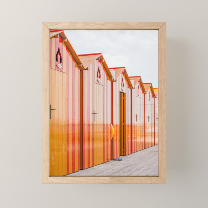 Sorrento Stripes | Red And Orange Beach Changing Rooms Art Print | Amalfi Coast Italy Travel Photography Mini Art Print Gallery Image 1