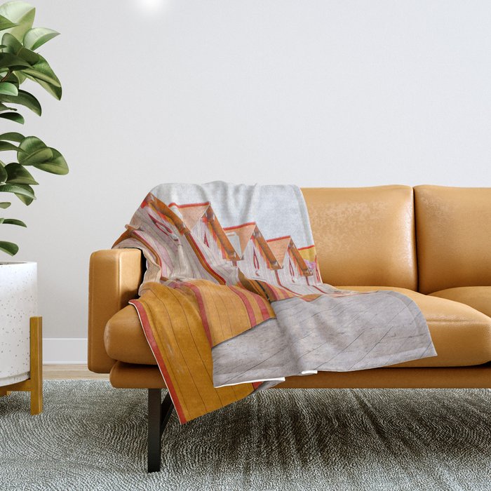 Sorrento Stripes | Red And Orange Beach Changing Rooms Art Print | Amalfi Coast Italy Travel Photography Throw Blanket Gallery Image 1