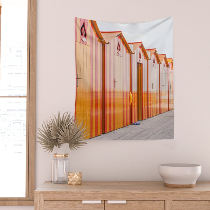 Sorrento Stripes | Red And Orange Beach Changing Rooms Art Print | Amalfi Coast Italy Travel Photography Wall Tapestry Gallery Image 2