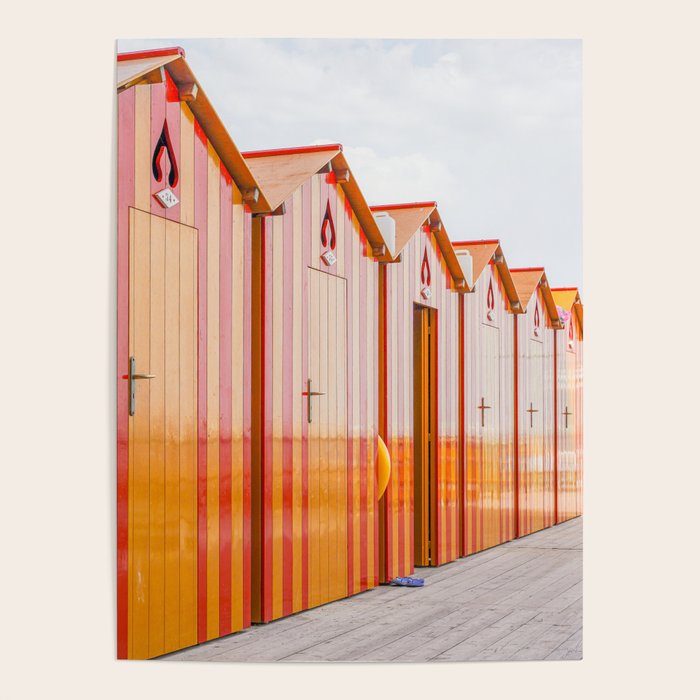 Sorrento Stripes | Red And Orange Beach Changing Rooms Art Print | Amalfi Coast Italy Travel Photography Poster Gallery Image 4