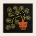 Leafy Plant In Vase Wood Wall Art Gallery Image 1