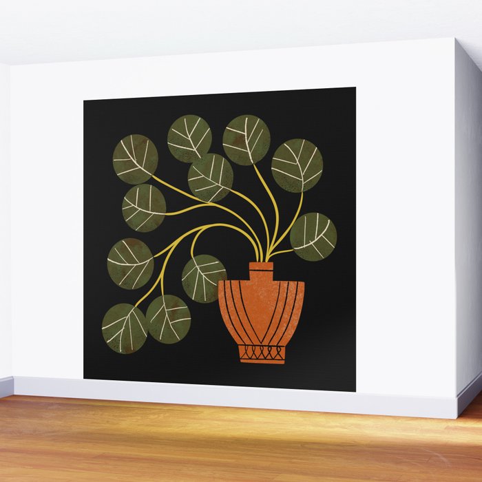 Leafy Plant In Vase Wall Mural Gallery Image 2